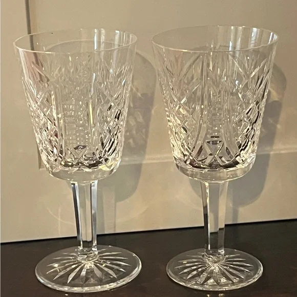2 Waterford Water Goblets Crystal Clare (Cut) Pattern